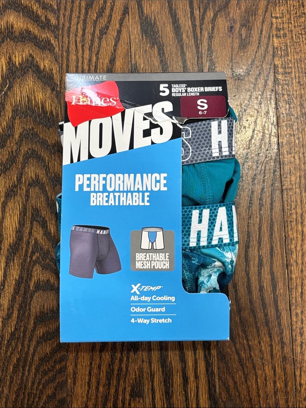 Hanes boys Performance Breathable Boxer Briefs pack of 5 size 6/7